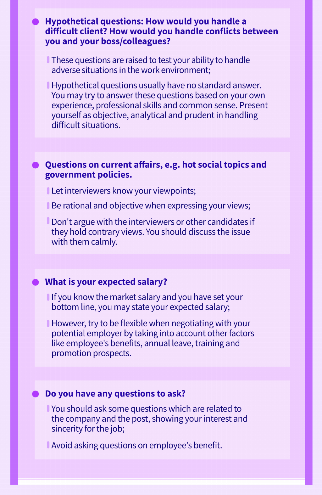 Frequently asked questions in job interview and response