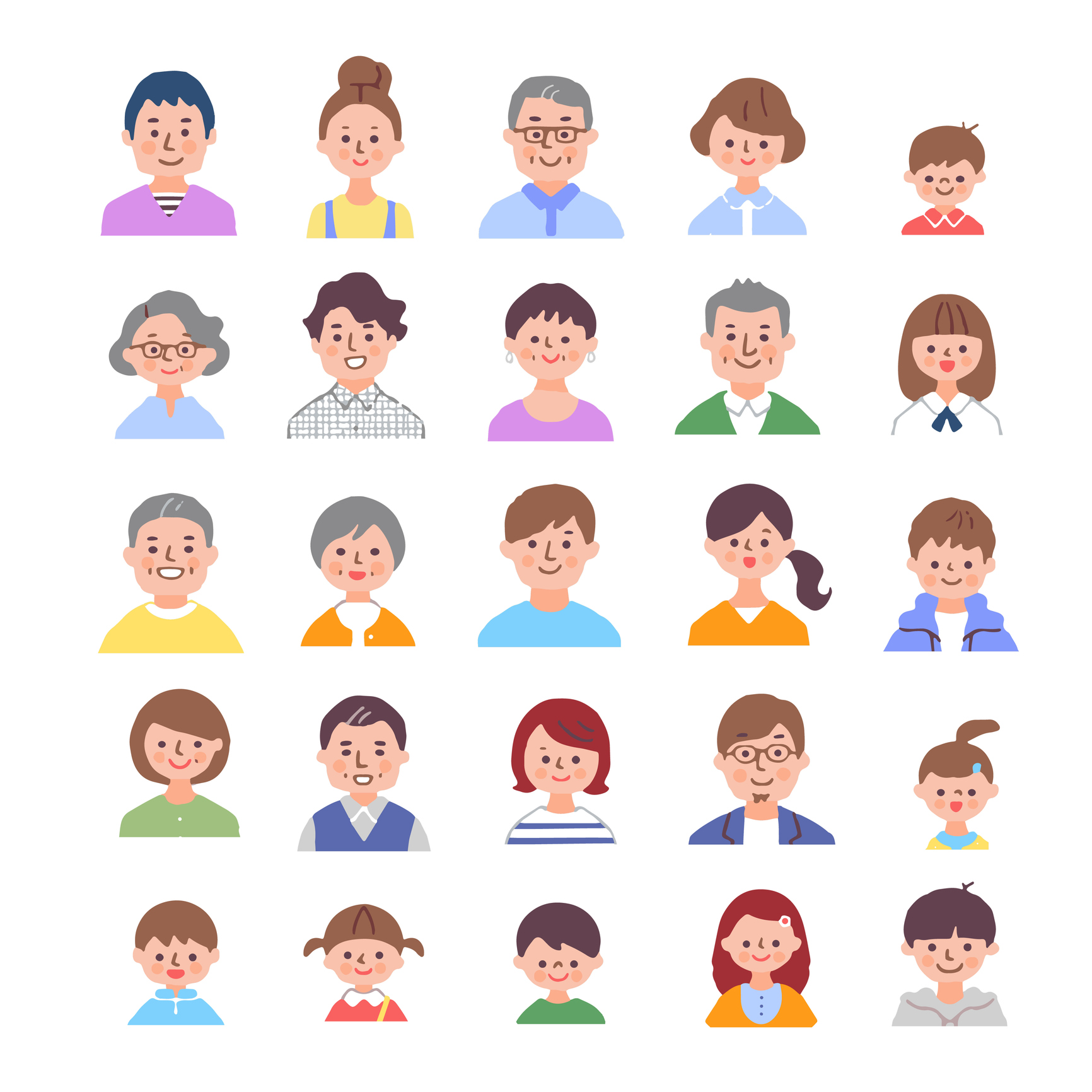 Different vector graphics both female and male gender in different age groups and life phase in one graphic