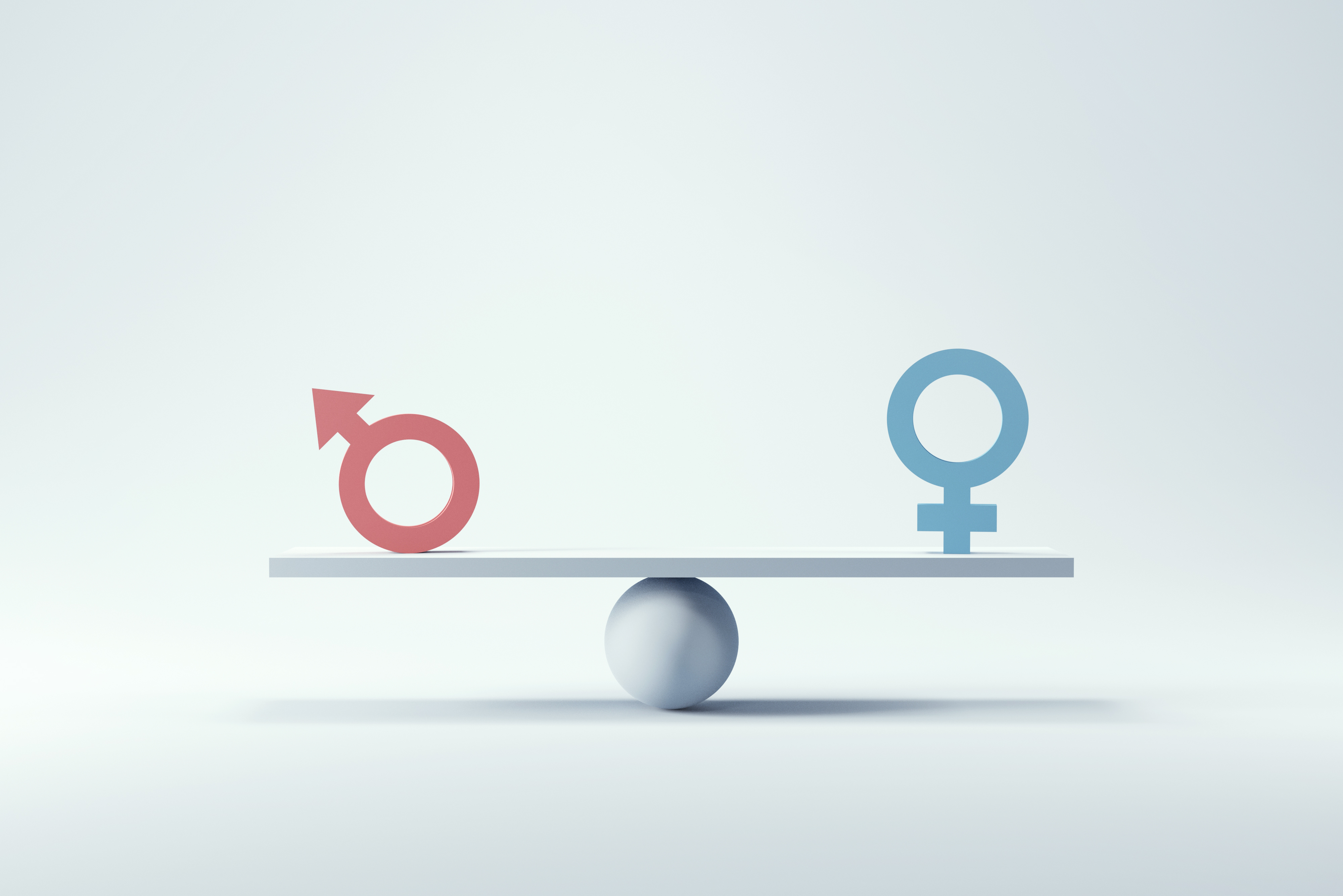 Balance holding the symbols of male and female on the two side in a white background